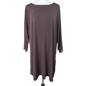 Susan Graver Premier Tunic Women’s 2X Brown Liquid Knit Quiet Luxury Classic